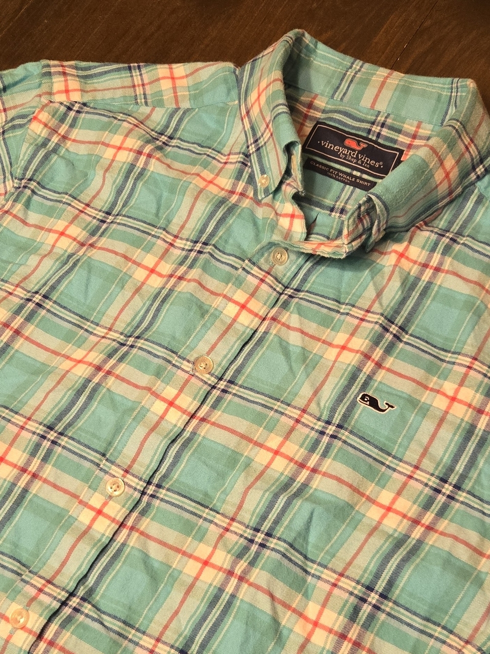 Vineyard Vines Men’s Aqua Plaid Button-Down Shirt